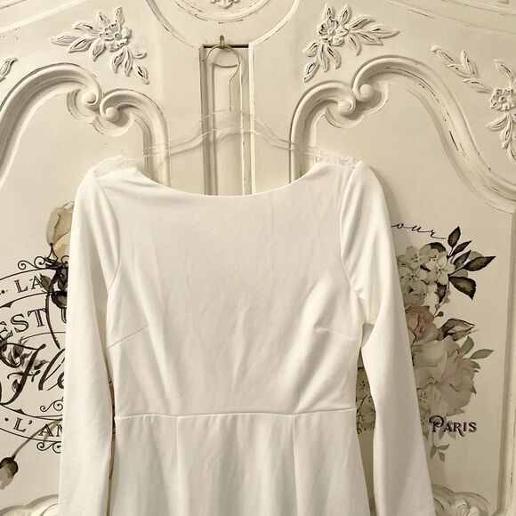 Lulus Romantic Moments Maxi Dress Women's L White Long Sleeve Lace NWT - Picture 8 of 14